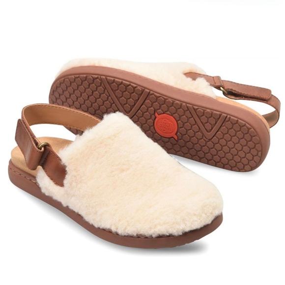 Born Shoes - NIB Born Kat 7M natural shearling slingback slip on comfort clog indoor outdoor